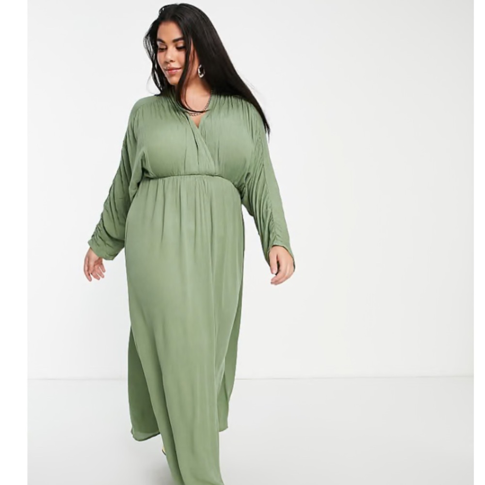 ASOS Curve Long Sleeve Sage Dress